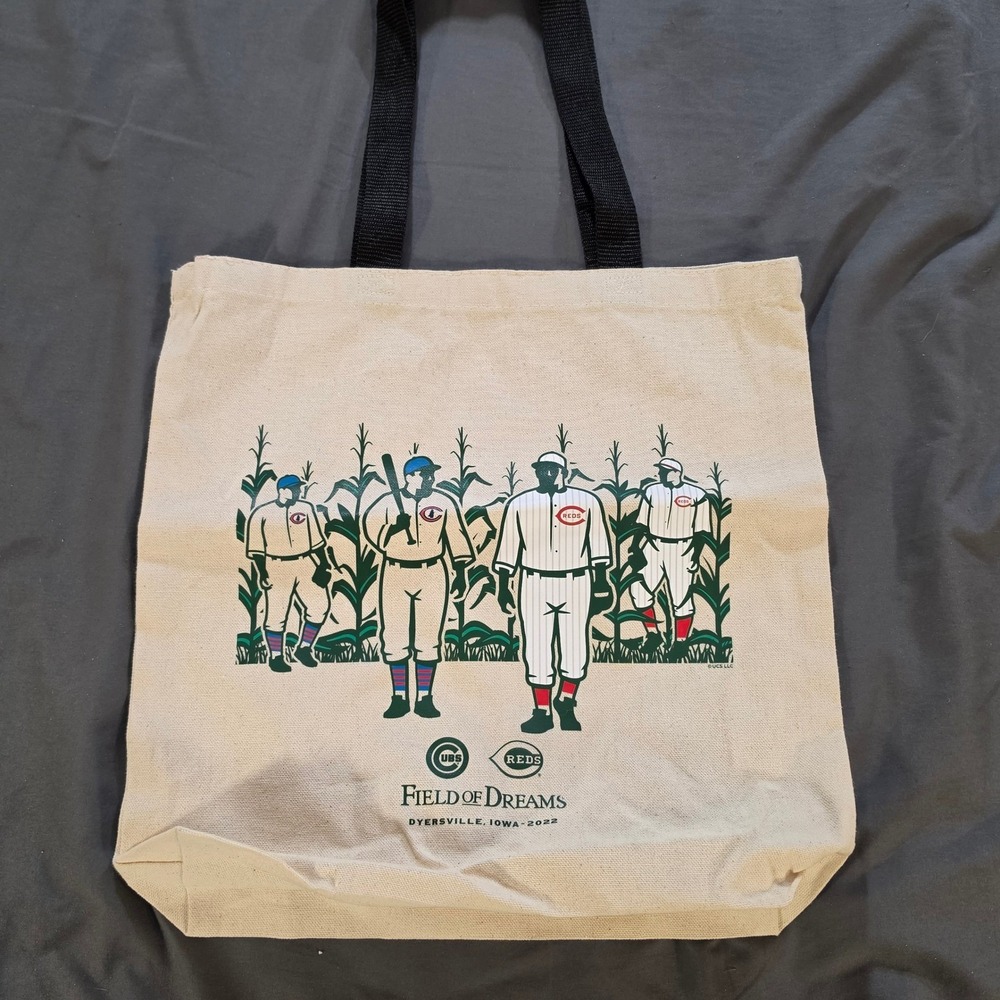 Field of Dreams 2022 MLB Chicago Cubs vs Cincinnati Reds Canvas Tote Bag Cream